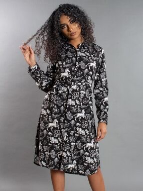 Pretty Snake Freak Of Nature Shirt Dress Black Novelty Print 2X Gothic